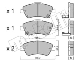 Piduriklotsi komplekt, ketaspidur METELLI 22-0794-0