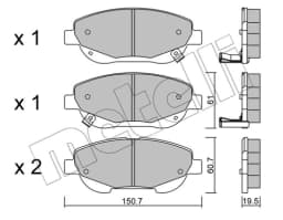 Piduriklotsi komplekt, ketaspidur METELLI 22-0879-0