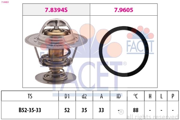 Termostaat, Jahutusvedelik FACET 7.8483