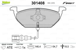 Piduriklotsi komplekt, ketaspidur VALEO 301408