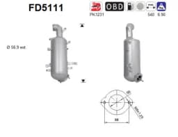 Tahma-/partikelfilter, väljalaskesüst. AS FD5111