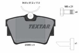 Piduriklotsi komplekt, ketaspidur TEXTAR 2398001