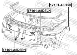 Mootorikapoti trossid FEBEST 17101-A8D3RH