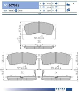 Piduriklotsi komplekt, ketaspidur FOMAR Friction FO 907081