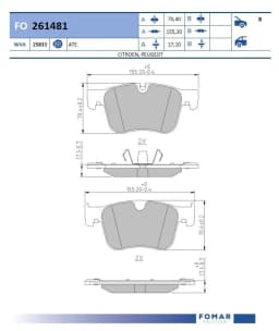 Piduriklotsi komplekt, ketaspidur FOMAR Friction FO 261481