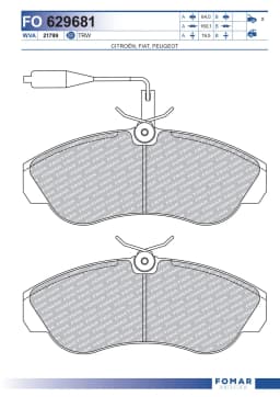 Piduriklotsi komplekt, ketaspidur FOMAR Friction FO 629681