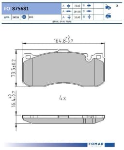 Piduriklotsi komplekt, ketaspidur FOMAR Friction FO 875681