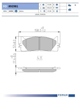 Piduriklotsi komplekt, ketaspidur FOMAR Friction FO 892981