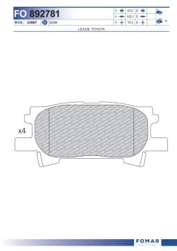 Piduriklotsi komplekt, ketaspidur FOMAR Friction FO 892781