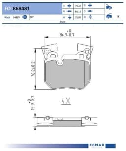 Piduriklotsi komplekt, ketaspidur FOMAR Friction FO 868481