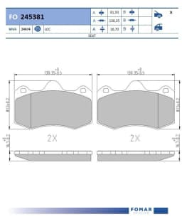 Piduriklotsi komplekt, ketaspidur FOMAR Friction FO 245381