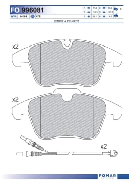 Piduriklotsi komplekt, ketaspidur FOMAR Friction FO 996081