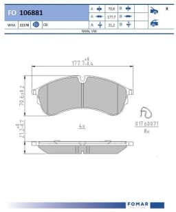Piduriklotsi komplekt, ketaspidur FOMAR Friction FO 106881