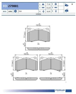 Piduriklotsi komplekt, ketaspidur FOMAR Friction FO 279881