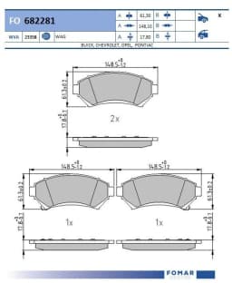 Piduriklotsi komplekt, ketaspidur FOMAR Friction FO 682281