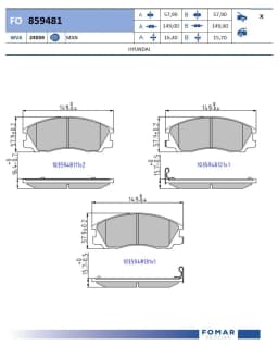 Piduriklotsi komplekt, ketaspidur FOMAR Friction FO 859481