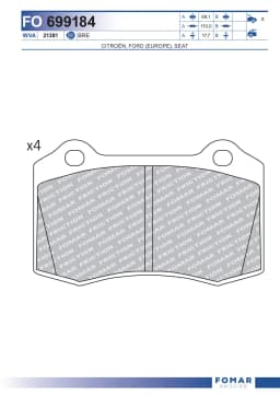 Piduriklotsi komplekt, ketaspidur FOMAR Friction FO 699184
