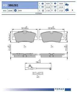 Piduriklotsi komplekt, ketaspidur FOMAR Friction FO 386281