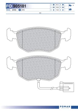 Piduriklotsi komplekt, ketaspidur FOMAR Friction FO 905181