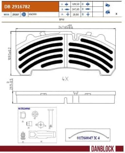 Piduriklotsi komplekt, ketaspidur DANBLOCK DB 2916782
