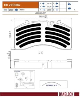 Piduriklotsi komplekt, ketaspidur DANBLOCK DB 2915882