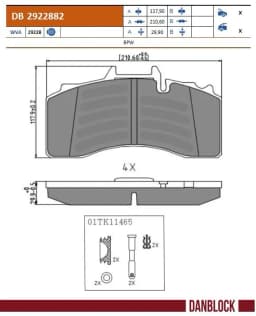 Piduriklotsi komplekt, ketaspidur DANBLOCK DB 2922882
