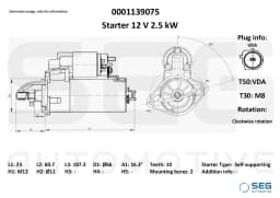 Starter SEG Automotive 0001139075