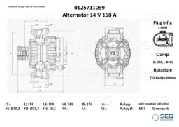 Generaator SEG Automotive 0125711059
