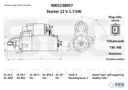 Starter SEG Automotive 0001138057