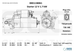 Starter SEG Automotive 0001138061