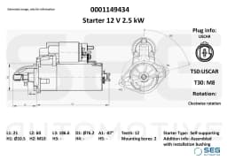 Starter SEG Automotive 0001149434