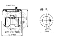 Lõõts, õhkvedrustus CONTITECH AIR SPRING SK 175-605 P01