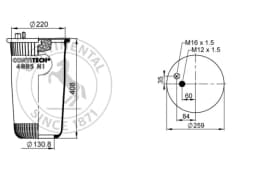 Lõõts, õhkvedrustus CONTITECH AIR SPRING 4885 N1 P01