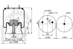Lõõts, õhkvedrustus CONTITECH AIR SPRING 4022 N P05
