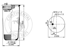 Lõõts, õhkvedrustus CONTITECH AIR SPRING 4884 N1 P01