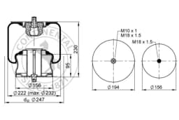 Lõõts, õhkvedrustus CONTITECH AIR SPRING 819 MB