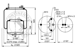 Lõõts, õhkvedrustus CONTITECH AIR SPRING 4560 N P02