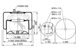 Lõõts, õhkvedrustus CONTITECH AIR SPRING 4187 N P26