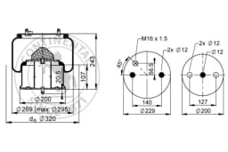 Lõõts, õhkvedrustus CONTITECH AIR SPRING 6711 N P02