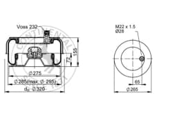 Lõõts, õhkvedrustus CONTITECH AIR SPRING SK 175-601 P01