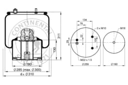 Lõõts, õhkvedrustus CONTITECH AIR SPRING 929 N P01