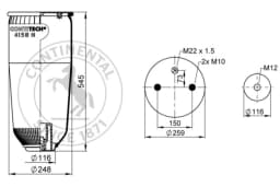 Lõõts, õhkvedrustus CONTITECH AIR SPRING 4158 N P02