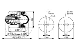 Lõõts, õhkvedrustus CONTITECH AIR SPRING FS 40-6 1/8 M8