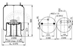 Lõõts, õhkvedrustus CONTITECH AIR SPRING 4913 N P06