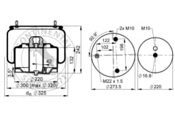 Lõõts, õhkvedrustus CONTITECH AIR SPRING 6753 N P02L