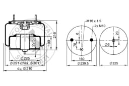 Lõõts, õhkvedrustus CONTITECH AIR SPRING 6613 N P01
