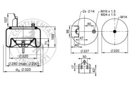 Lõõts, õhkvedrustus CONTITECH AIR SPRING 6614 N P01