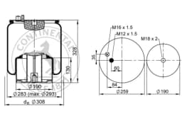 Lõõts, õhkvedrustus CONTITECH AIR SPRING 4883 N1 P06