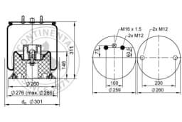 Lõõts, õhkvedrustus CONTITECH AIR SPRING 4927 N P01
