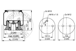 Lõõts, õhkvedrustus CONTITECH AIR SPRING 6705 N P01